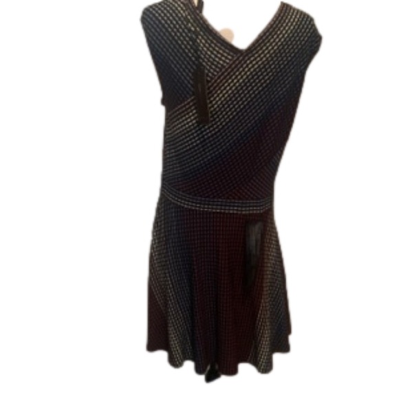 NWT BCBGMaxAzria • Jasmyne Striped Knit Jacquard Dress in Black/Purple, Large - Picture 2 of 3